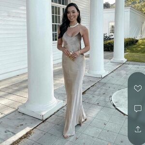 Michelle Mason Velvet Bias Gown in Antique Gold